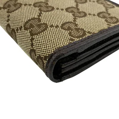 Pre-owned Gucci Beige Brown Gg Canvas Long Wallet (bi-fold) () In Multi