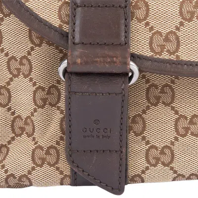 Pre-owned Gucci Beige Brown Gg Canvas Leather Shoulder Bag ()
