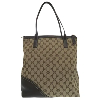 Pre-owned Gucci Beige Gg Canvas Leather Shoulder Bag Tote Bag ()