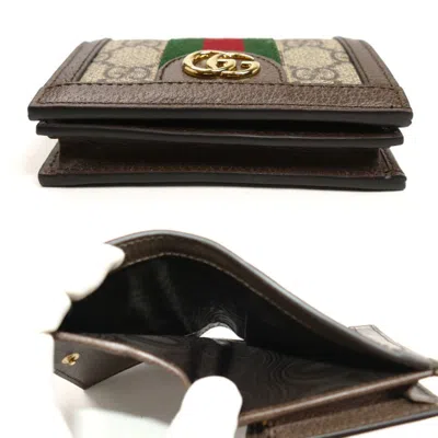 Pre-owned Gucci Beige Gg Supreme Canvas Wallet (bi-fold) () In Sand
