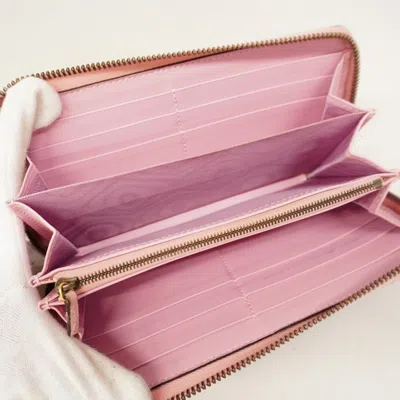 Pre-owned Gucci Brown Pink Red Color Pvc Long Wallet (bi-fold) ()
