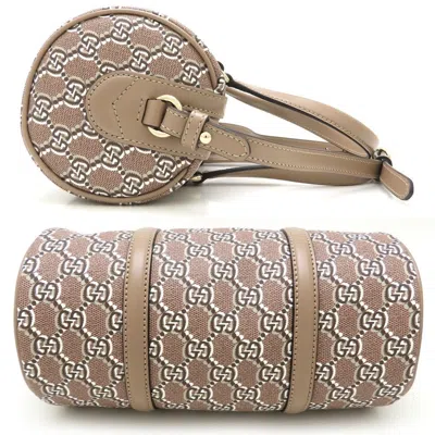 Pre-owned Gucci Gold Gg Canvas Leather Shoulder Bag ()