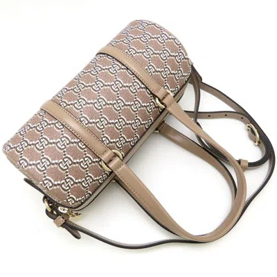 Pre-owned Gucci Gold Gg Canvas Leather Shoulder Bag ()