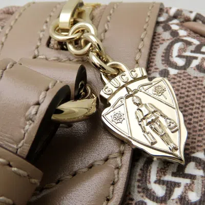 Pre-owned Gucci Gold Gg Canvas Leather Shoulder Bag ()