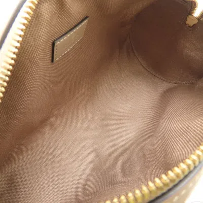 Pre-owned Gucci Gold Gg Canvas Leather Shoulder Bag ()