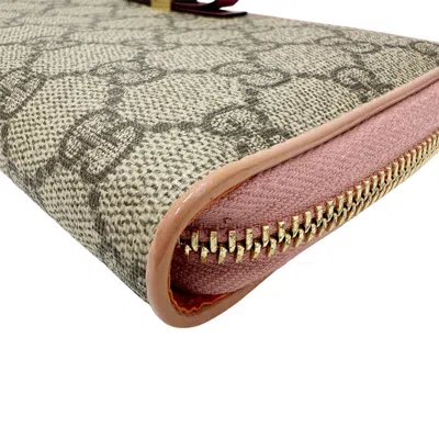 Pre-owned Gucci Gray Pink Pvc Long Wallet (bi-fold) () In Multi