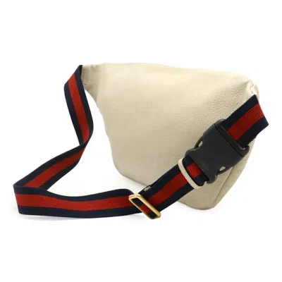 Pre-owned Gucci Green Ivory Red Color Leather Fanny Pack Sling Bag ()
