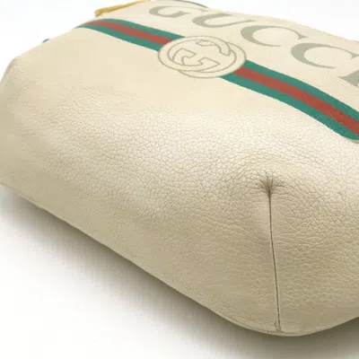Pre-owned Gucci Green Ivory Red Color Leather Fanny Pack Sling Bag ()