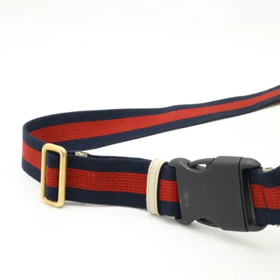 Pre-owned Gucci Green Ivory Red Color Leather Fanny Pack Sling Bag ()