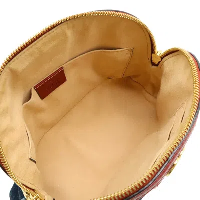 Pre-owned Gucci Navy Red Color Suede Leather Pochette Shoulder Bag ()