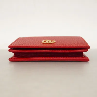 Pre-owned Gucci Red Color Leather Wallet (bi-fold) ()