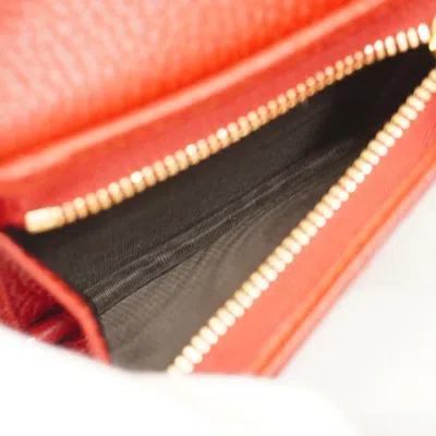 Pre-owned Gucci Red Color Leather Wallet (bi-fold) ()