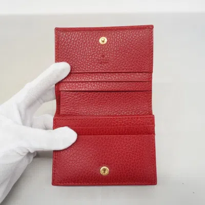 Pre-owned Gucci Red Color Leather Wallet (bi-fold) ()