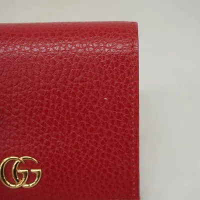 Pre-owned Gucci Red Color Leather Wallet (bi-fold) ()