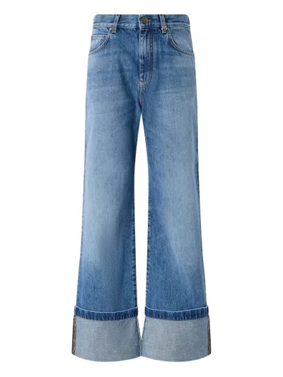 Pinko Wide Leg Trousers Featuring Pockets In Blue