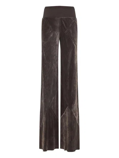 Rick Owens Wide-leg Trousers With Ribbed Waistband In Brown