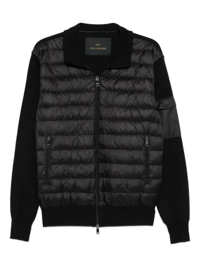 Paul & Shark Quilted Wool-panel Jacket In Black