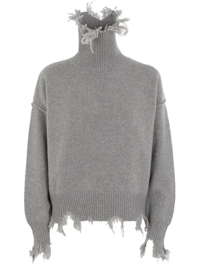 Seafarer Distressed Highneck Sweater In Gray