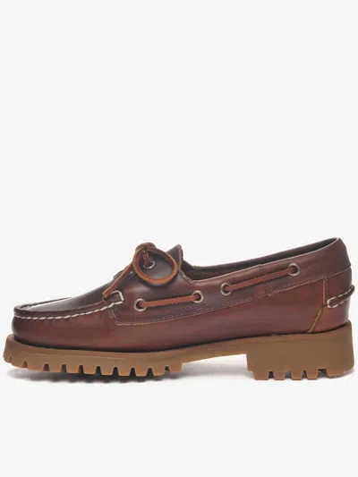 Sebago Ranger Waxy Leather Moccasins In Brown