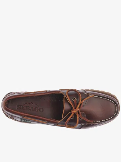Sebago Ranger Waxy Leather Moccasins In Brown