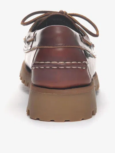 Sebago Ranger Waxy Leather Moccasins In Brown