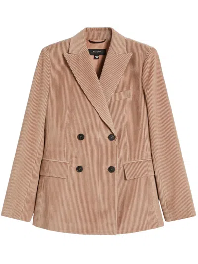 Weekend Max Mara Corduroy Double-breasted Blazer In Neutral