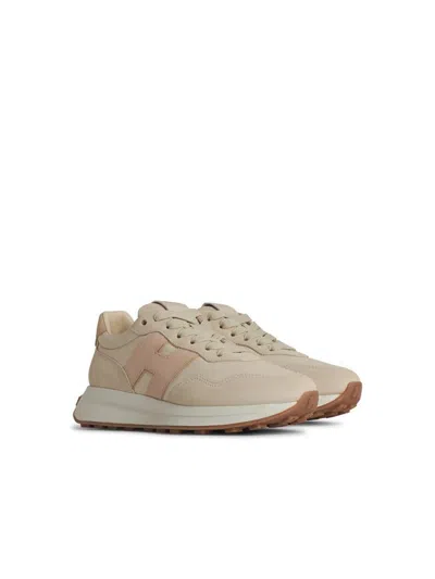 Hogan H641 Suede Low-top Sneakers In Sand