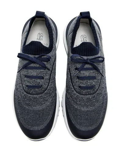 Brunello Cucinelli Runners In Techno Cotton Knit With Termonastrature Shoes In Gray