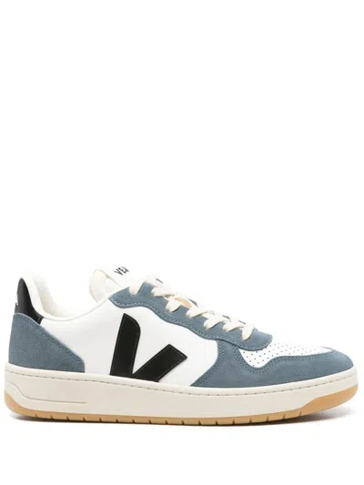 Veja Leather Sneakers With Contrast Panels And Perforated Toe In White