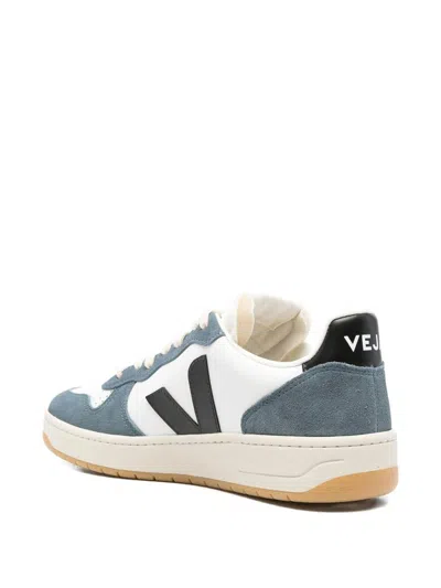 Veja Leather Sneakers With Contrast Panels And Perforated Toe In White