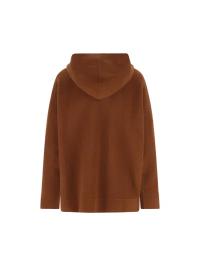Max Mara Long-sleeved Sweatshirt Jacket In Brown