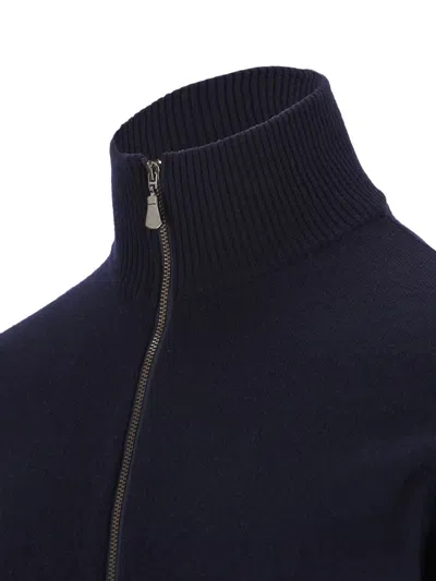 Alpha Studio Stand-collar Zip-up Cardigan In Blue