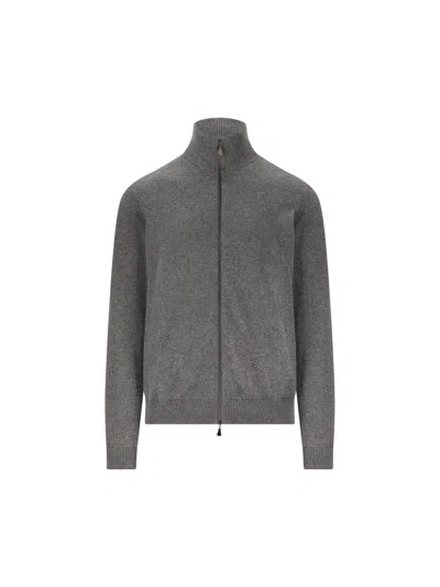 Alpha Studio Zip-up Cashmere Cardigan In Gray