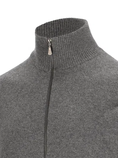 Alpha Studio Zip-up Cashmere Cardigan In Gray