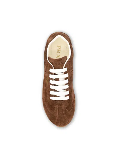 Prada Suede Sneakers Rubber Sole In Brown