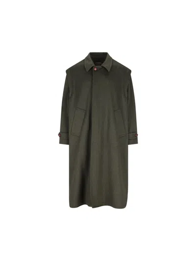 Cini Single-breasted Wool Coat In Green