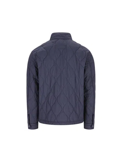Fay Quilted Zip-front Jacket In Blue