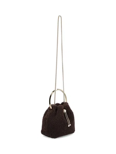 Jimmy Choo Bon Bon Shearling Bucket Bag In Brown