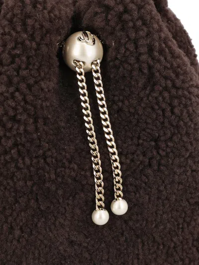 Jimmy Choo Bon Bon Shearling Bucket Bag In Brown