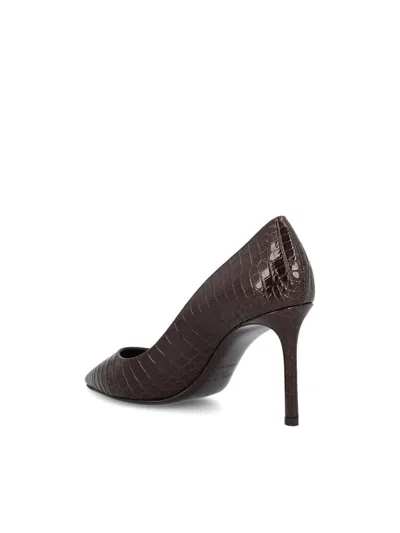 Jimmy Choo Women Romy 85 Leather Pumps With Croco Effect In Brown