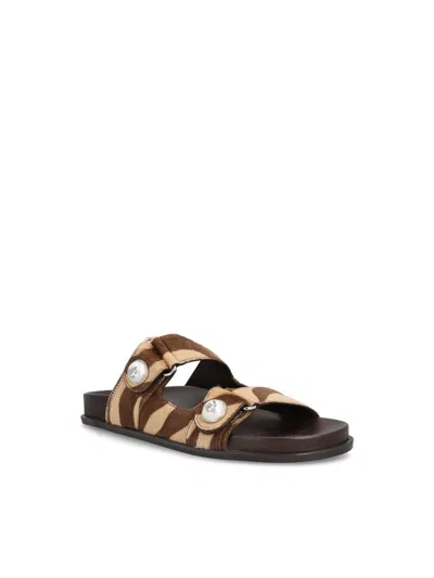 Jimmy Choo Faux Pearl-embellished Zebra-print Calf Hair Sandals In Brown