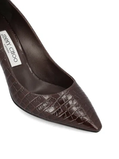Jimmy Choo Women Romy 85 Leather Pumps With Croco Effect In Brown
