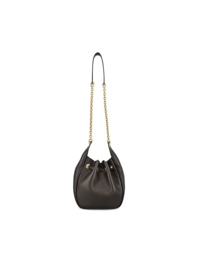 Saint Laurent Paris Drawstring Chain Bucket Bag In Brown