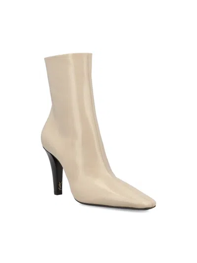 Saint Laurent Jill Booties In Smooth Leather In Neutral