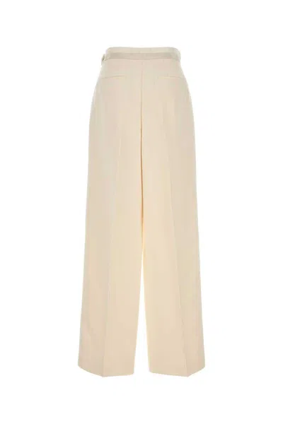 Fendi Ivory Wool Blend Pant In Neutral
