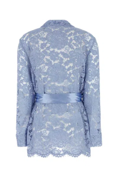 Dolce & Gabbana Lace Pijama Jacket Belted Waist In Blue