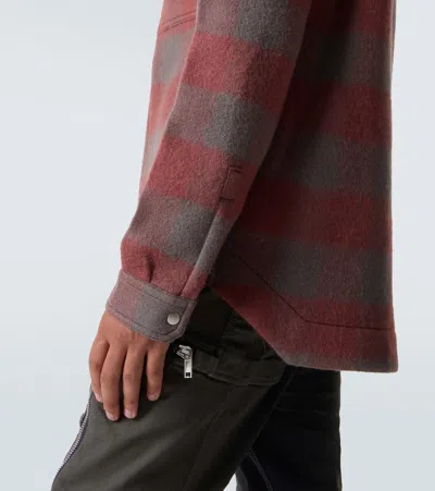 Rick Owens Checked Virgin Wool Overshirt In Red