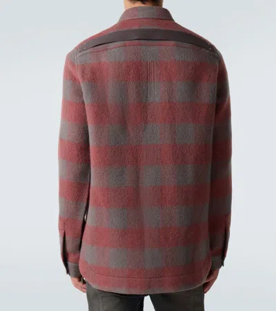 Rick Owens Checked Virgin Wool Overshirt In Red