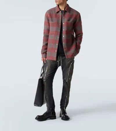 Rick Owens Checked Virgin Wool Overshirt In Red
