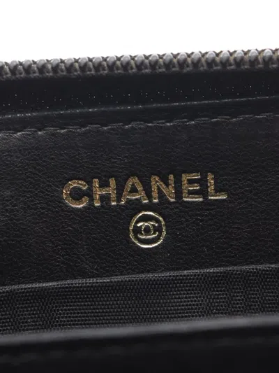 Pre-owned Chanel 2004-2005 Coco-mark Zip-around Wallet In Black